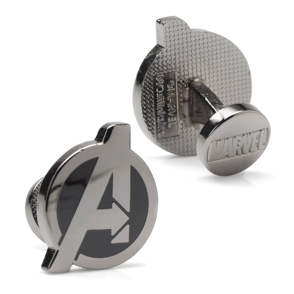 Avengers Logo Cufflinks in Gunmetal Finish with Black Enamel - Image 3