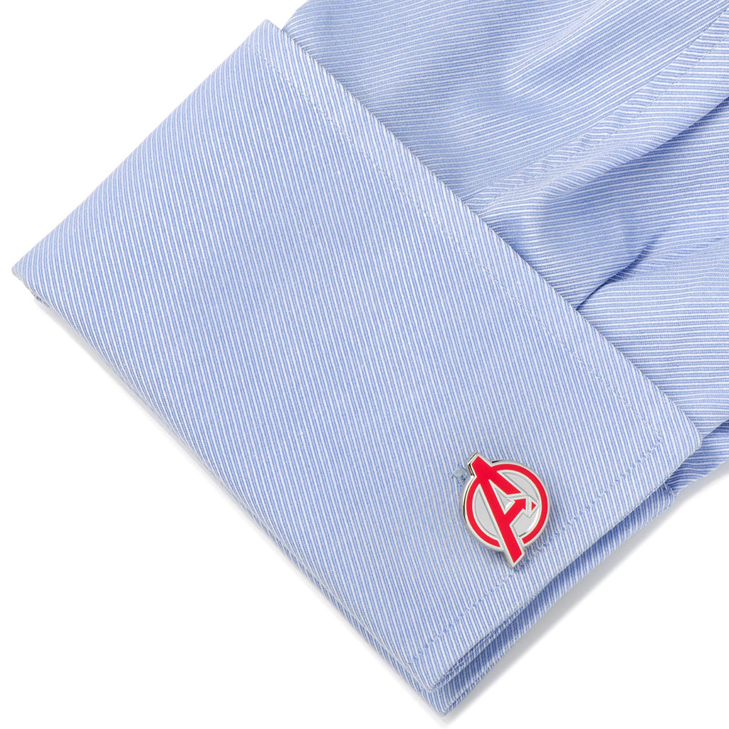 Marvel Avengers Logo Cufflinks in Silver and Red - Image 3