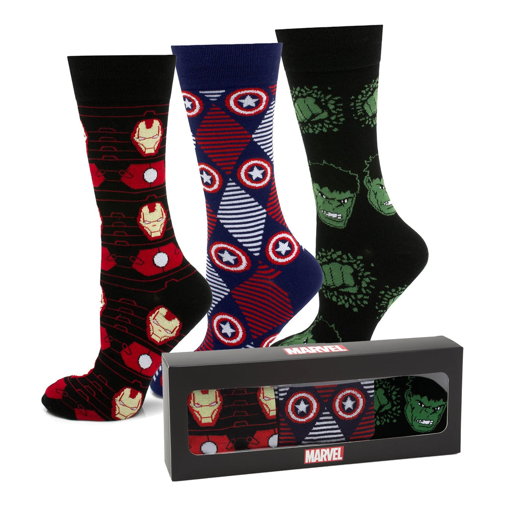 Marvel  Avengers Favorites 3 Pair Socks and Lapel Pin Gift Set