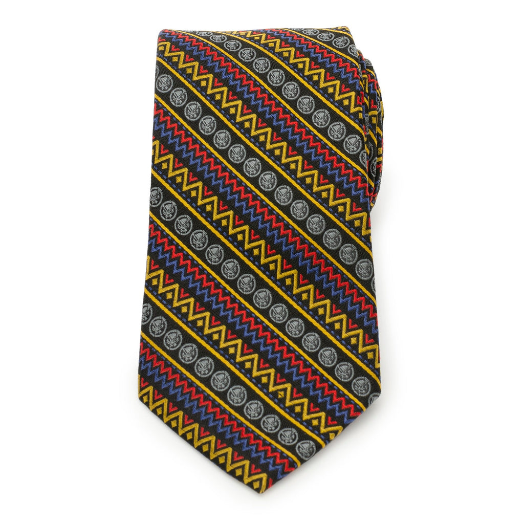 Marvel Black Panther Tribal Stripe Tie in Red, Blue, and Yellow - Image 3