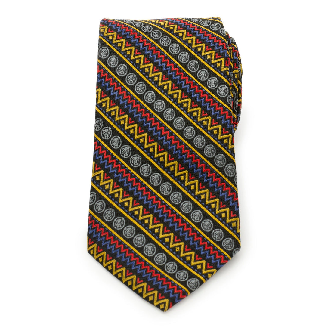Marvel Black Panther Tribal Stripe Tie in Red, Blue, and Yellow - Image 3