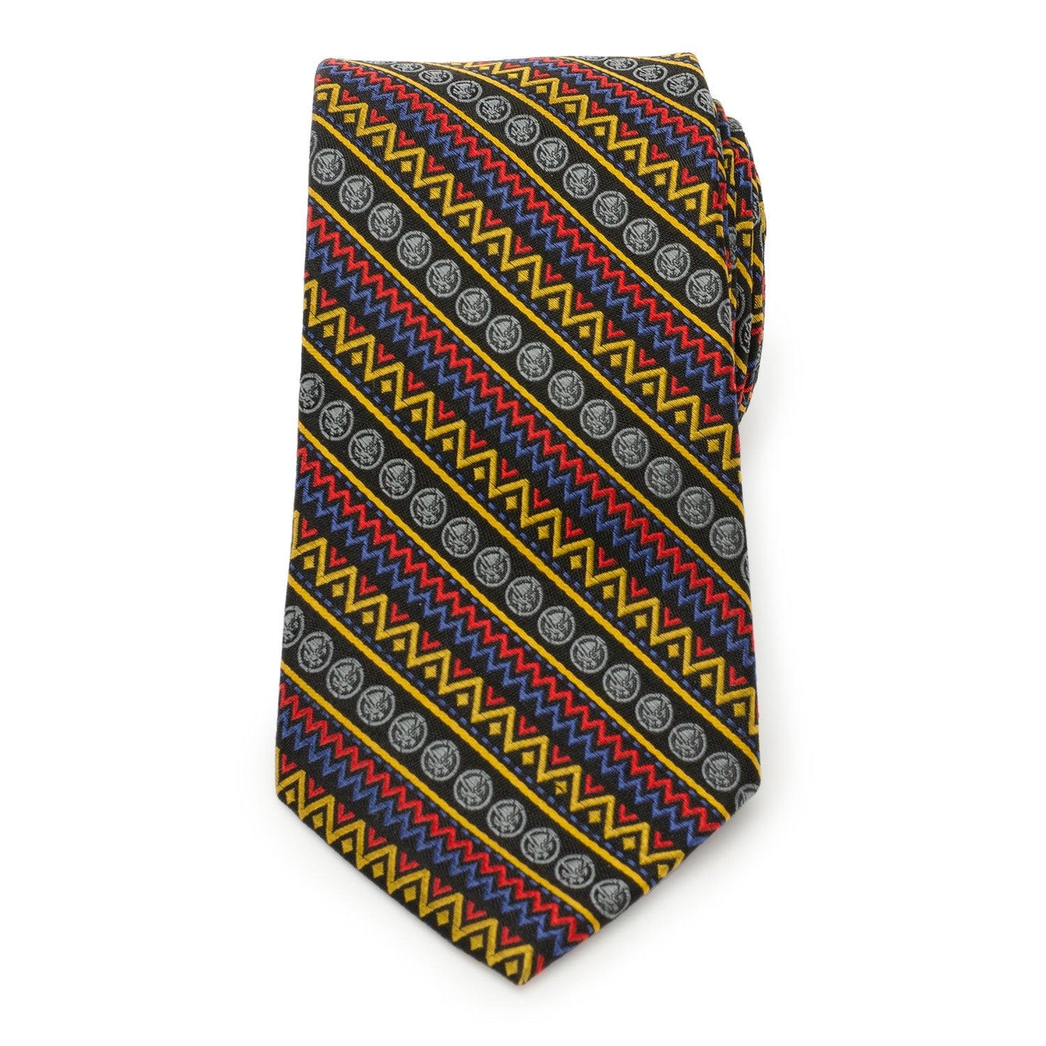 Marvel Black Panther Tribal Stripe Tie in Red, Blue, and Yellow - Image 3