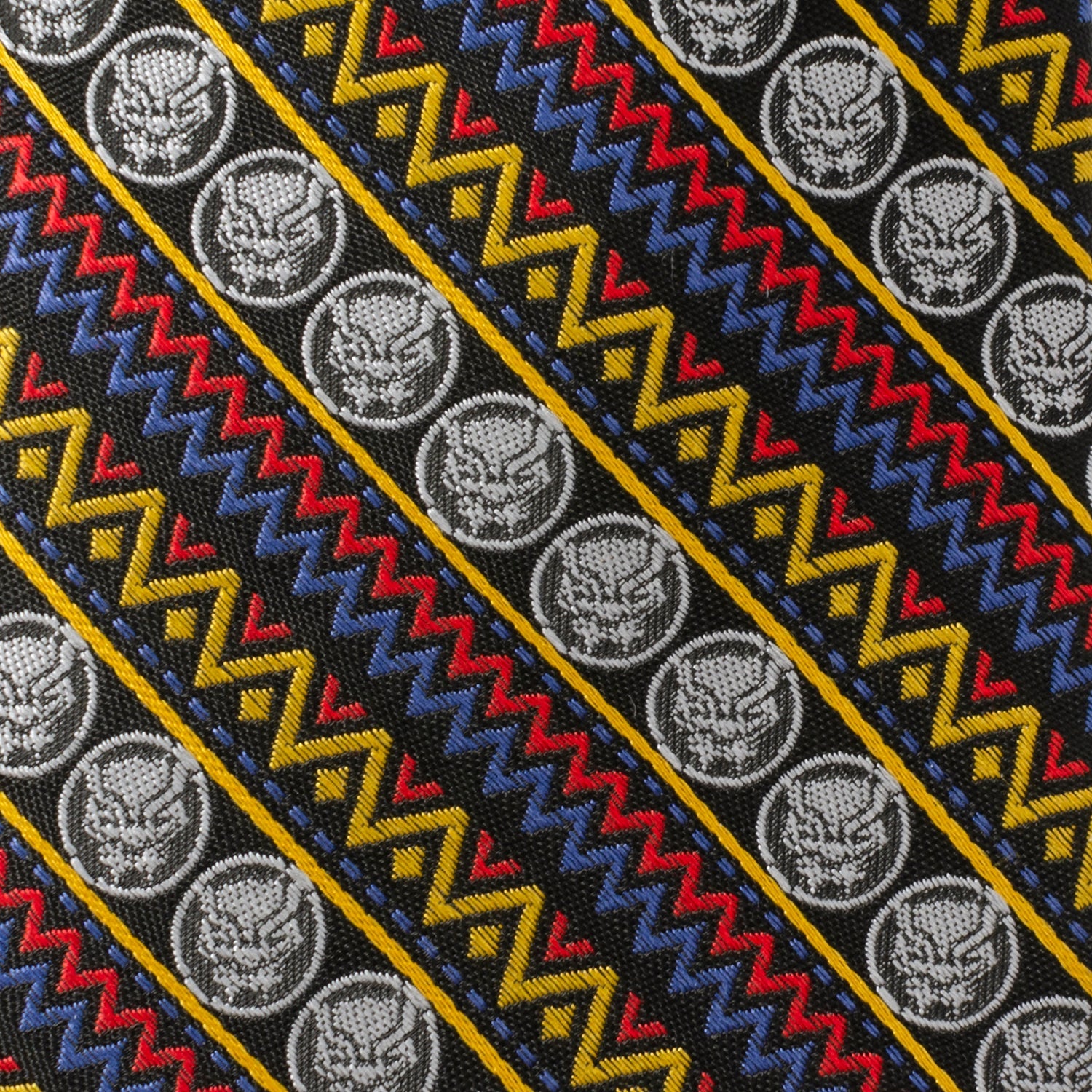 Marvel Black Panther Tribal Stripe Tie in Red, Blue, and Yellow - Image 4