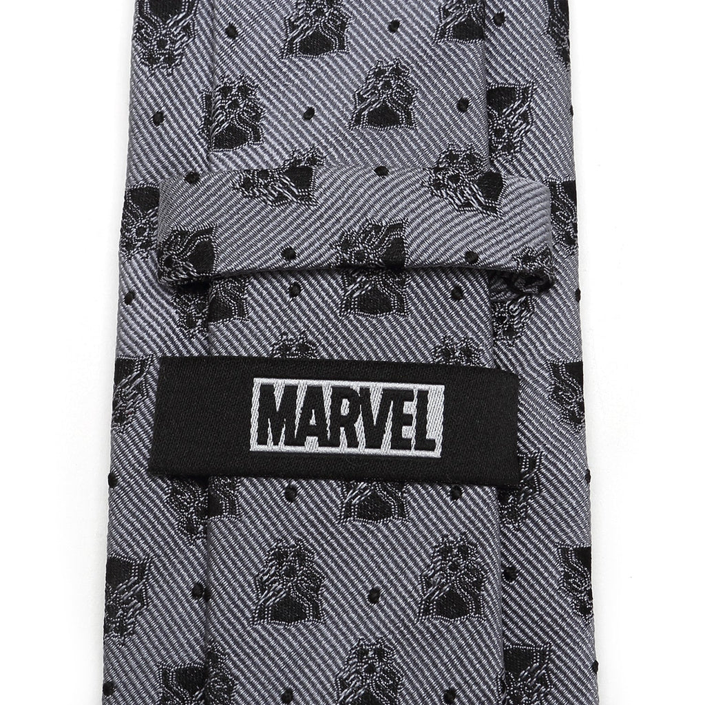 Marvel Black Panther Gray Silk Tie with Dot and Mask Print - Image 4
