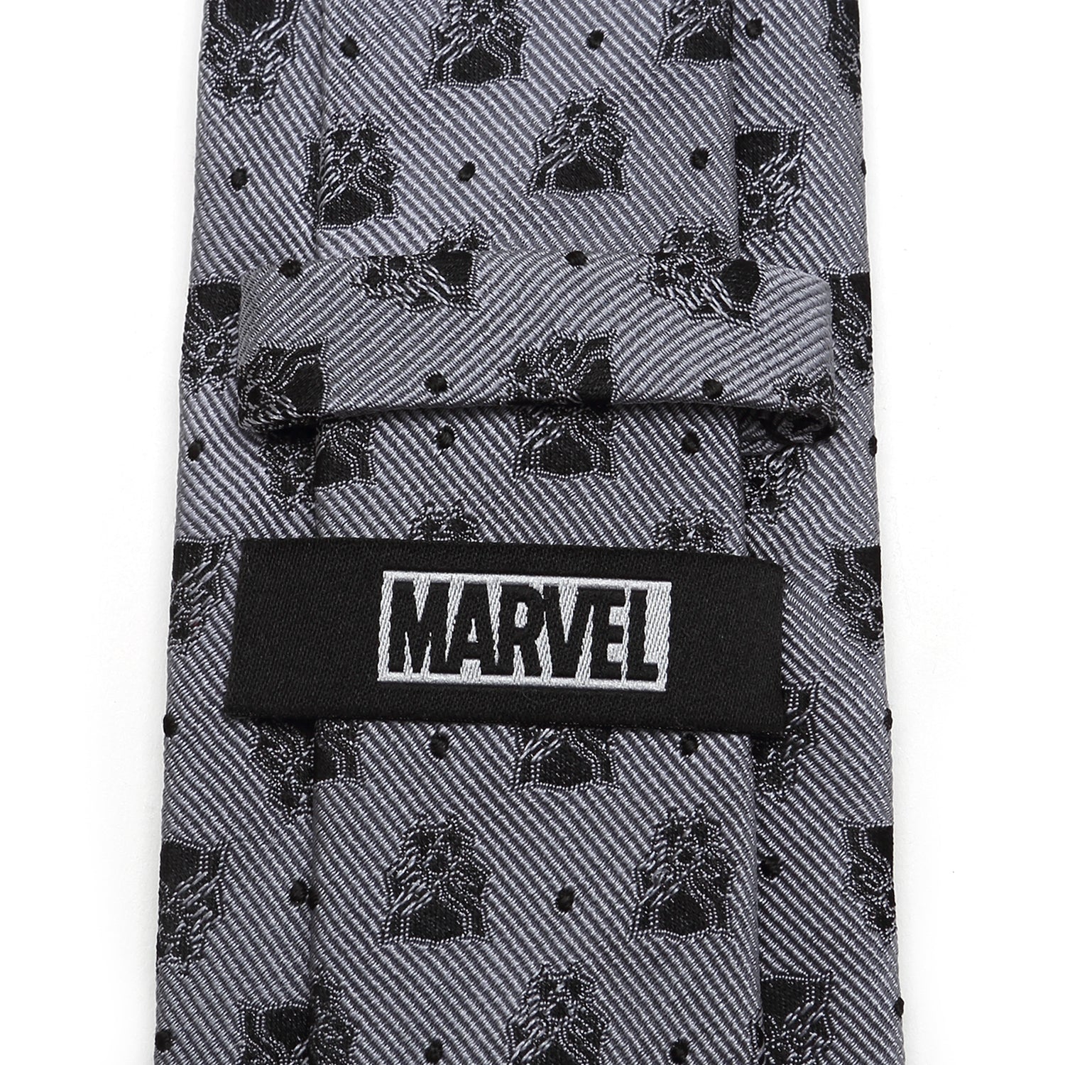 Marvel Black Panther Gray Silk Tie with Dot and Mask Print - Image 4