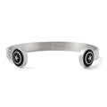 Captain America stainless steel cuff bracelet with shield design and star detail on ends.