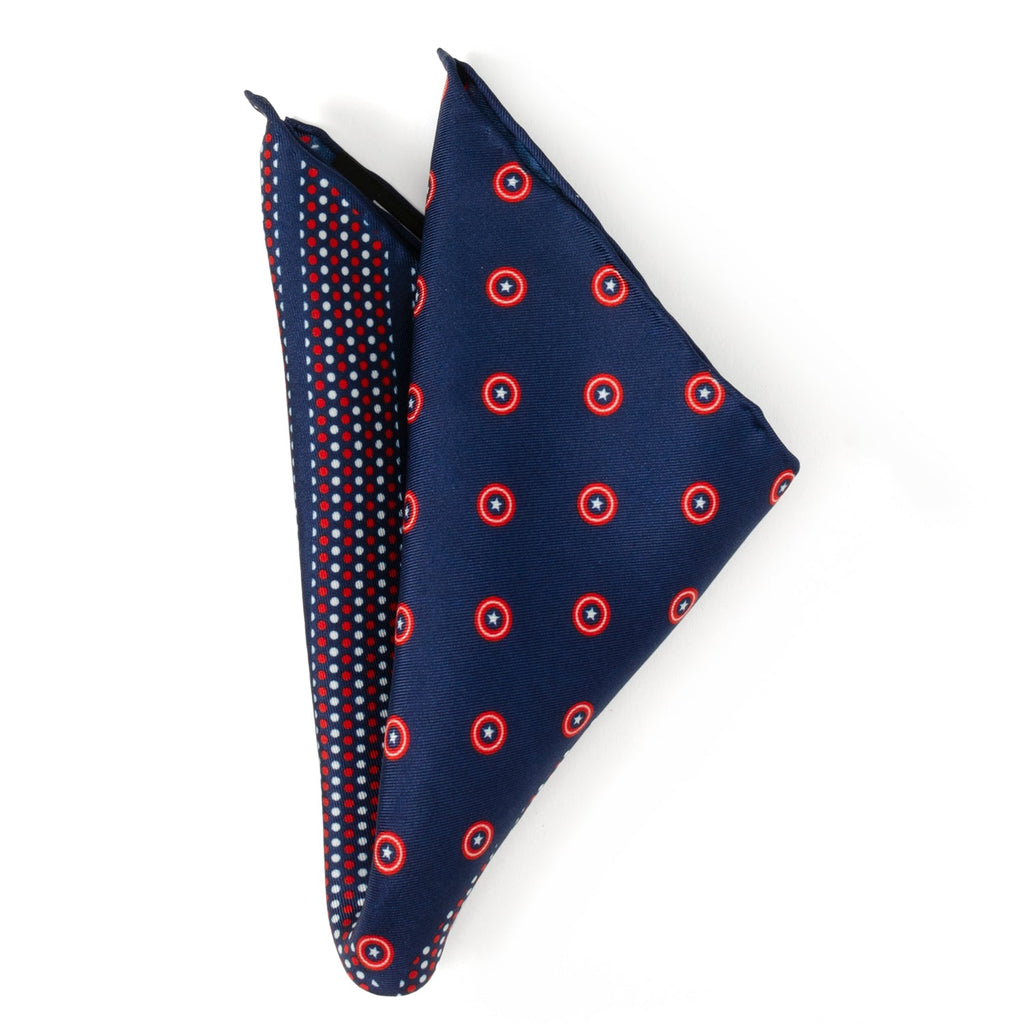 Marvel Captain America Shield Navy Silk Pocket Square - Image 3