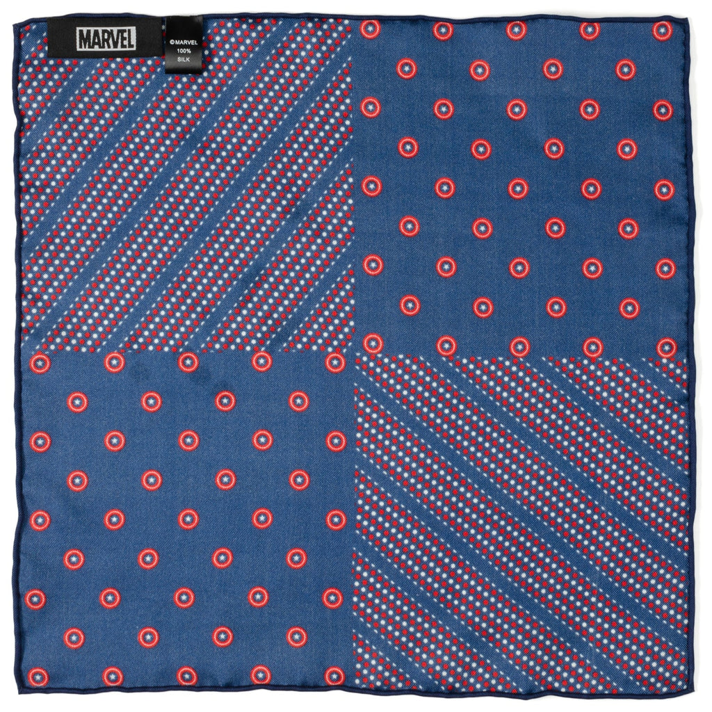Marvel Captain America Shield Navy Silk Pocket Square - Image 4