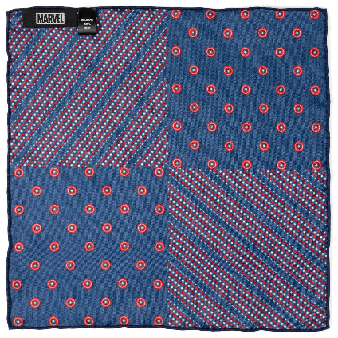 Marvel Captain America Shield Navy Silk Pocket Square - Image 4