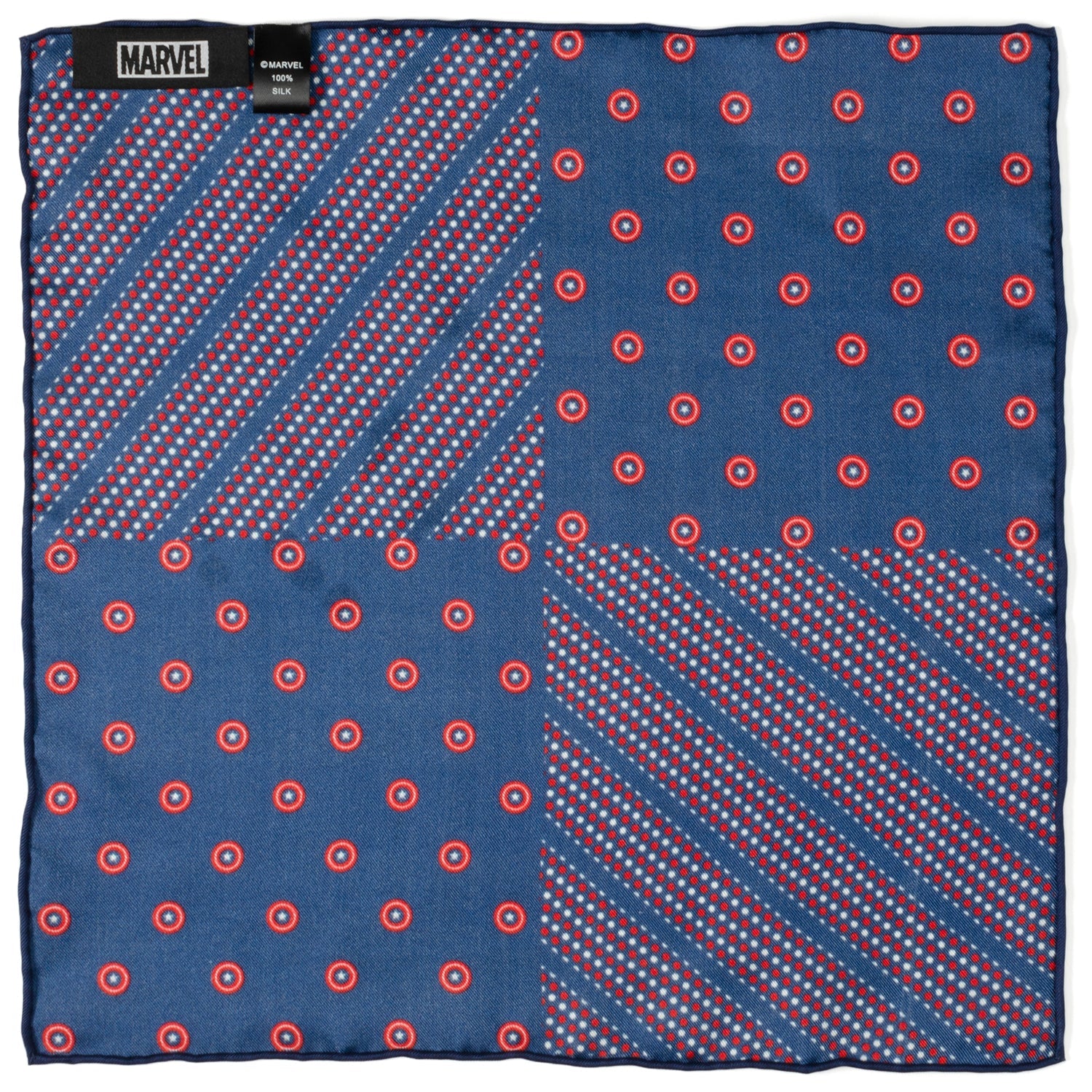 Marvel Captain America Shield Navy Silk Pocket Square - Image 4