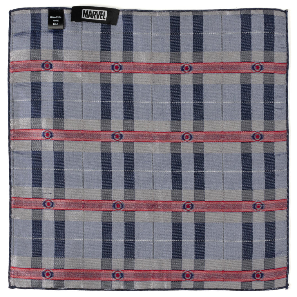 Marvel Captain America Gray Plaid Pocket Square