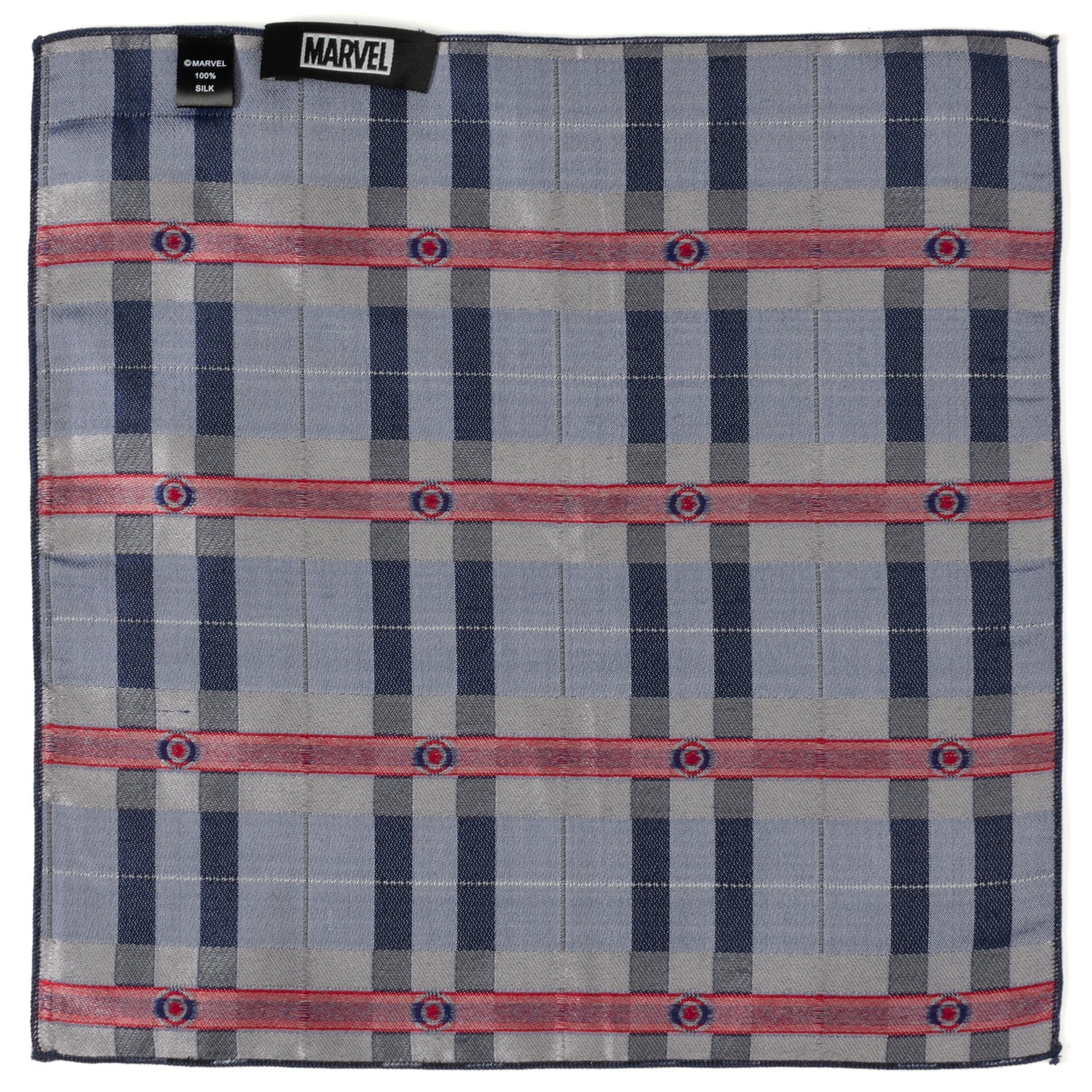 Marvel Captain America Gray Plaid Pocket Square Silk - Image 4