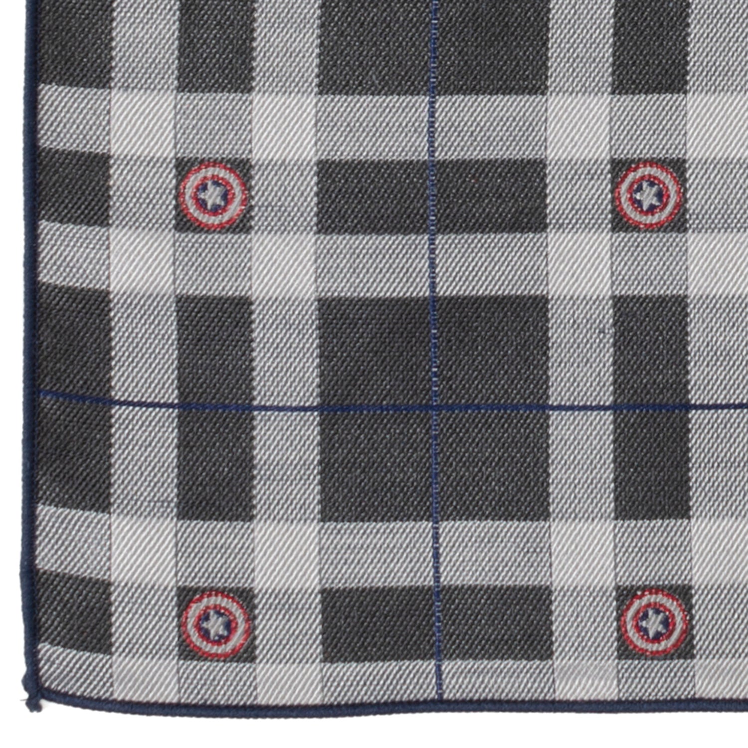 Marvel Captain America Gray Plaid Pocket Square Silk - Image 5
