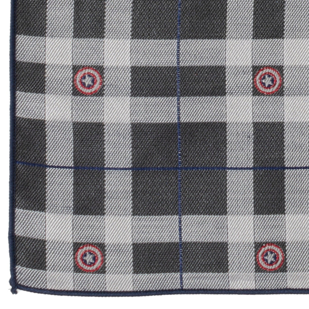 Marvel Captain America Gray Plaid Pocket Square
