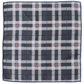 Captain America gray and blue plaid silk pocket square with woven shield icons
