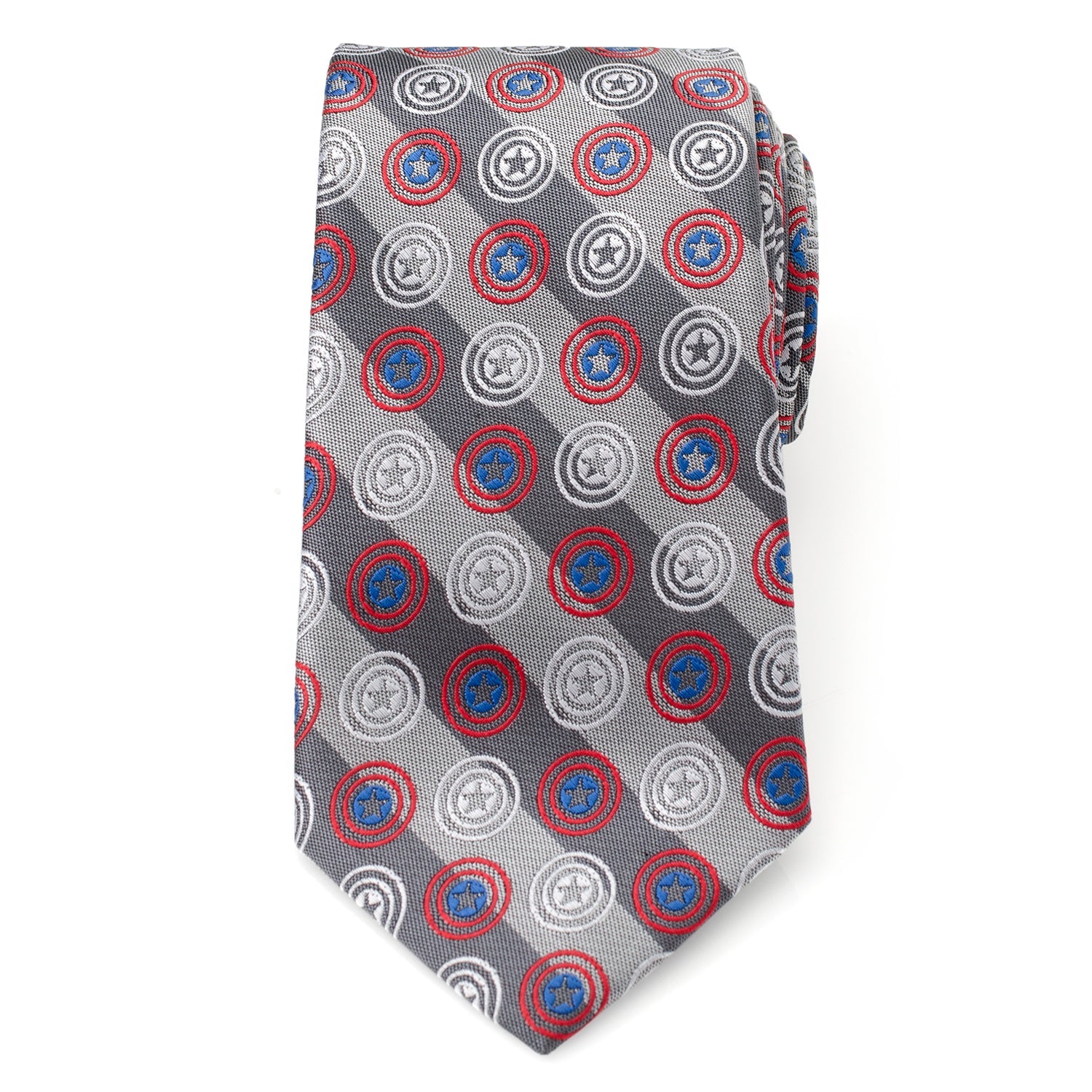 Captain America Shield Gray Stripe Necktie for Men - Image 3