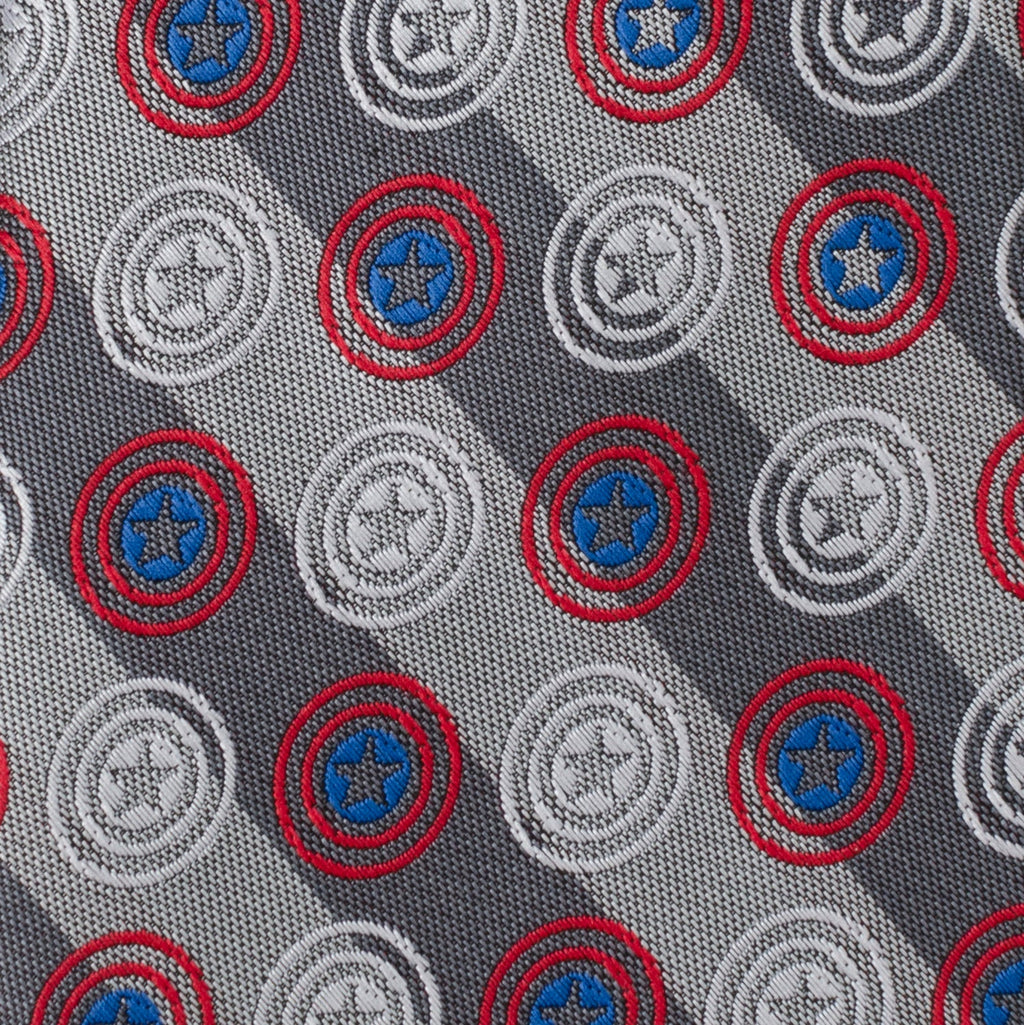 Captain America Shield Gray Stripe Necktie for Men - Image 4