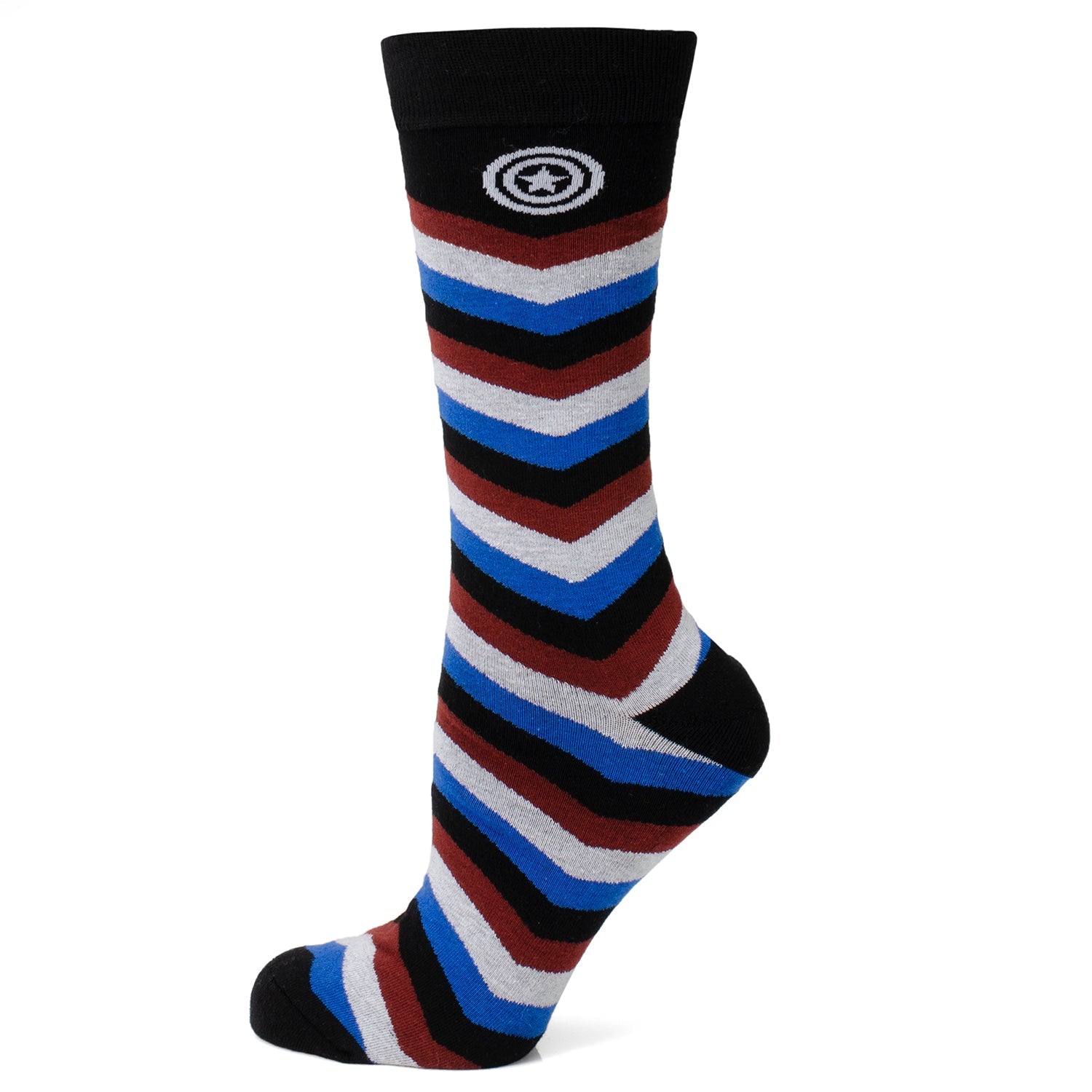 Captain America Chevron Stripe Socks and Lapel Pin Gift Set - Image 2