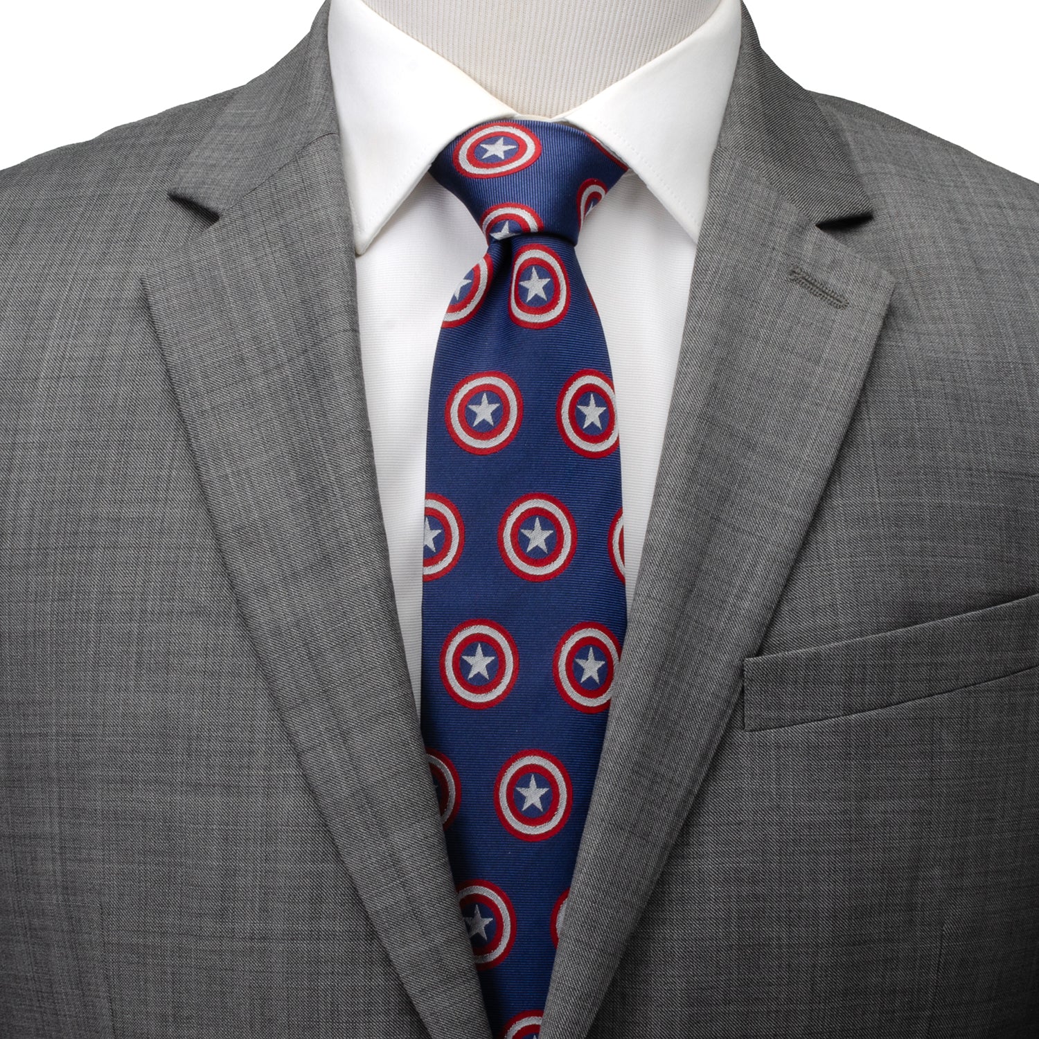 Marvel Captain America Shield Hidden Message Blue Necktie - Image 2