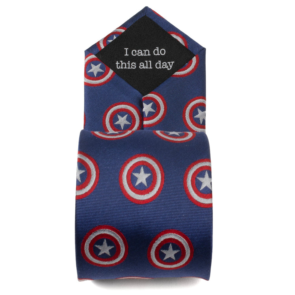Marvel Captain America Shield Hidden Message Blue Necktie - Image 5