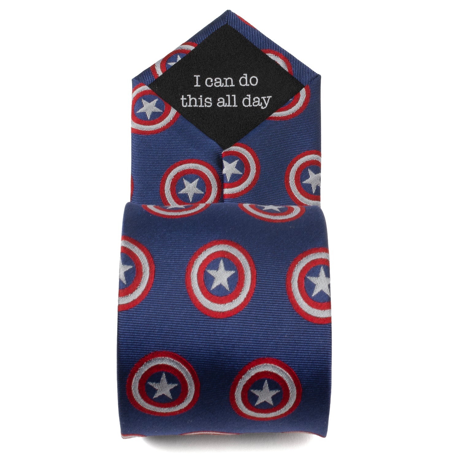 Marvel Captain America Shield Hidden Message Blue Necktie - Image 5