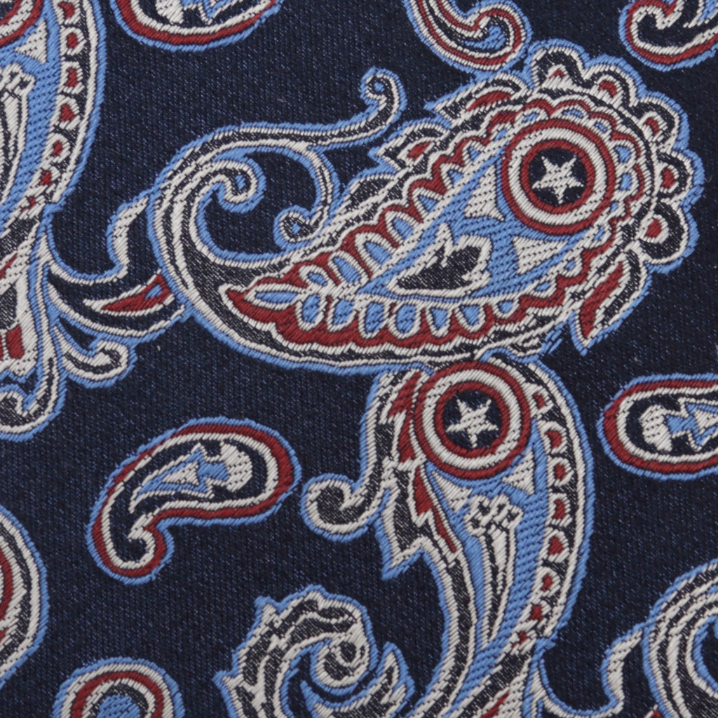 Captain America Paisley Men's Tie in Navy Red and Blue Silk - Image 5