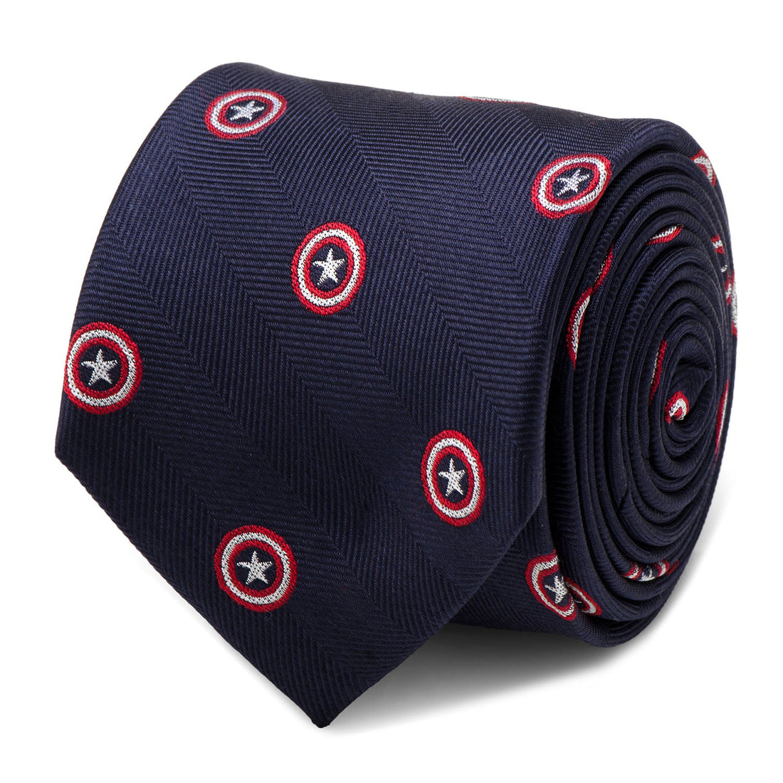 Marvel Captain America Navy Blue Shield Silk Necktie - Image 3