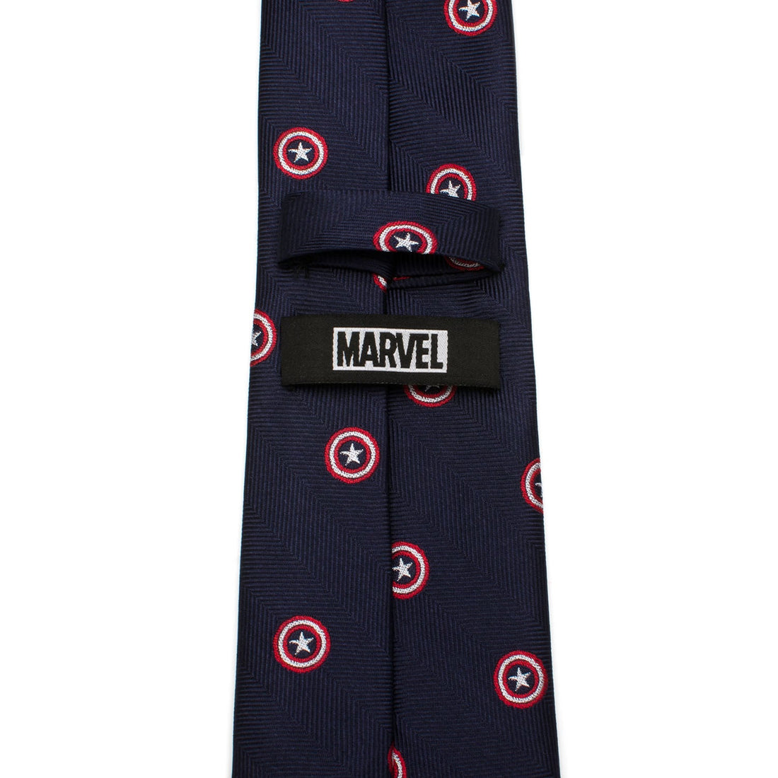 Marvel Captain America Navy Blue Shield Silk Necktie - Image 4