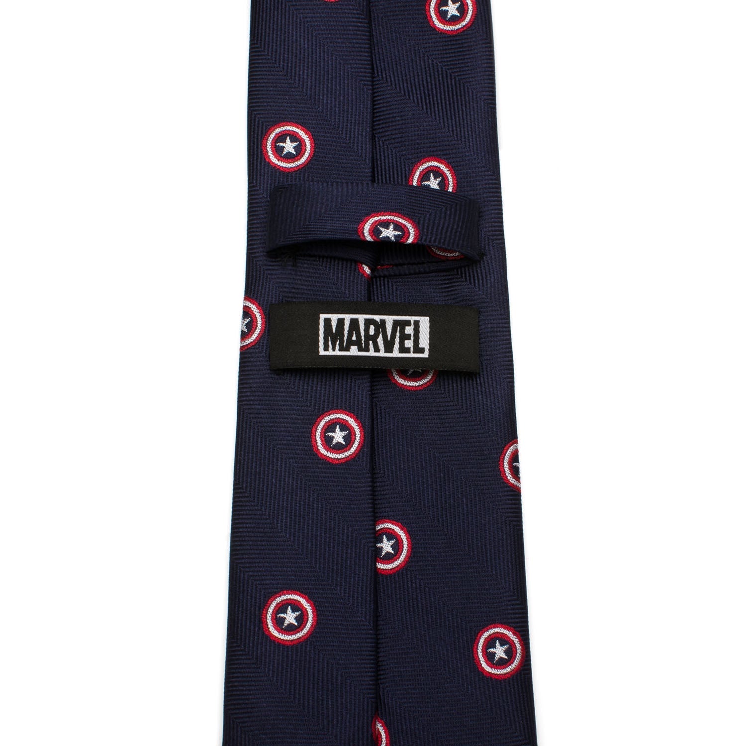 Marvel Captain America Navy Blue Shield Silk Necktie - Image 4