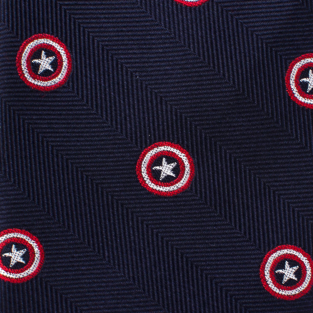 Marvel Captain America Navy Blue Shield Silk Necktie - Image 5