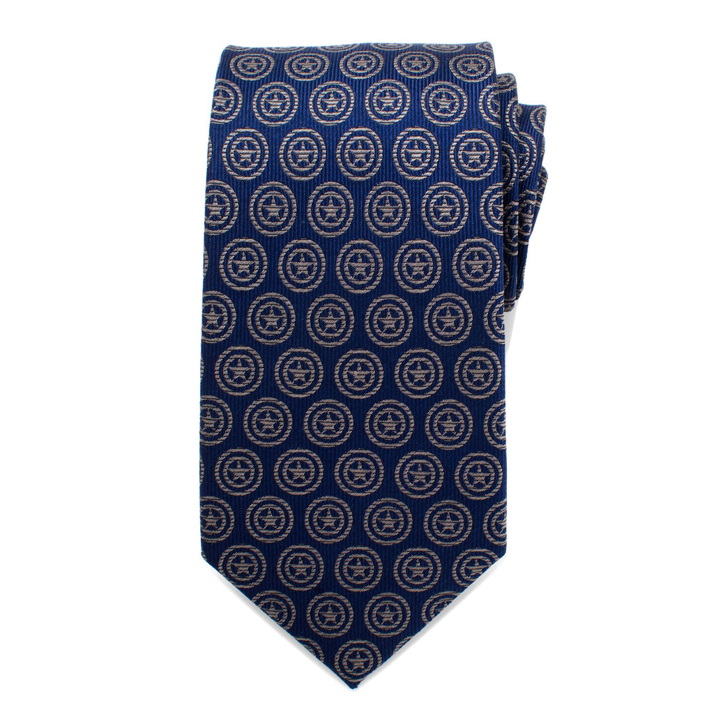 Marvel Captain America Shield Navy Blue Silk Slim Tie - Image 3