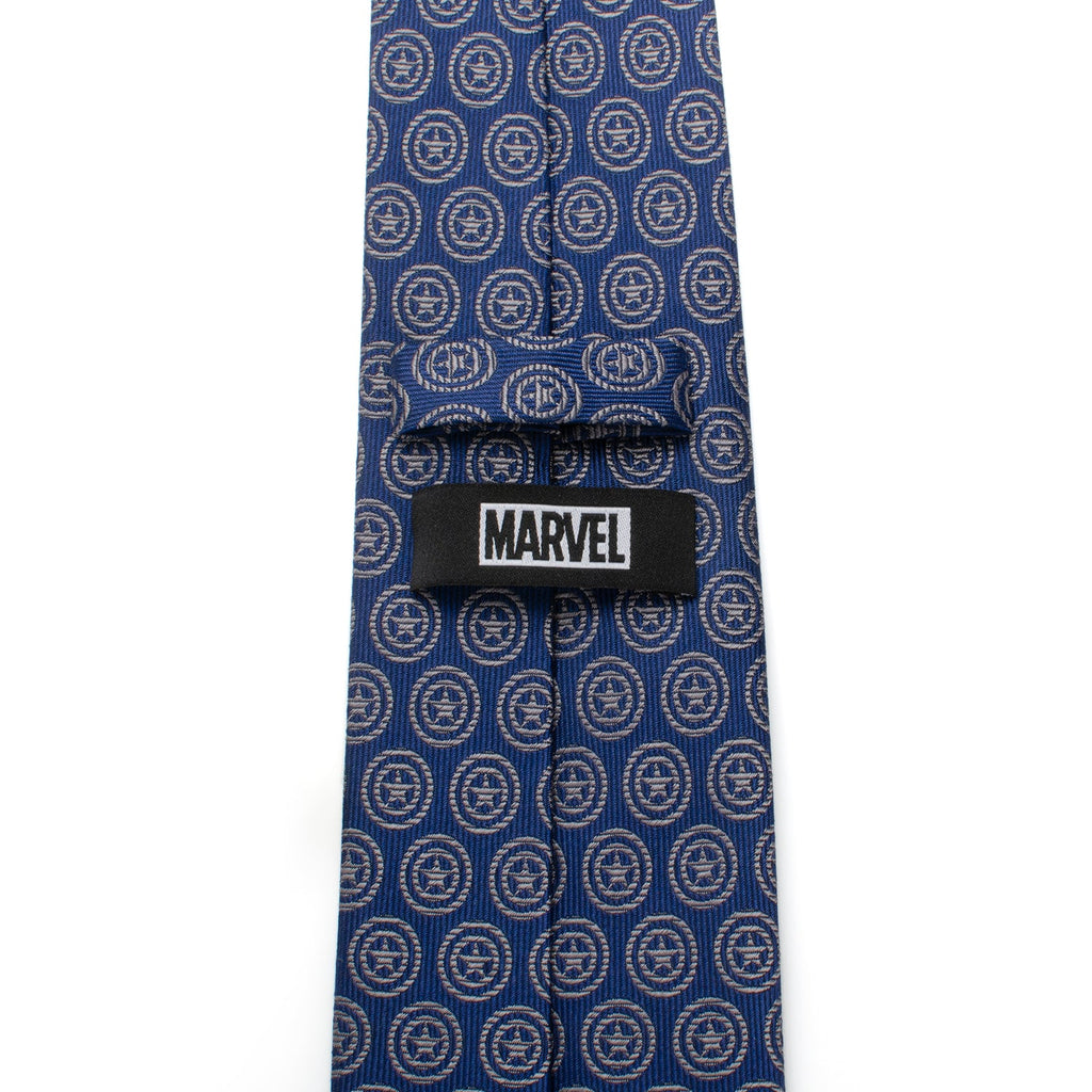 Marvel Captain America Shield Navy Blue Silk Slim Tie - Image 4