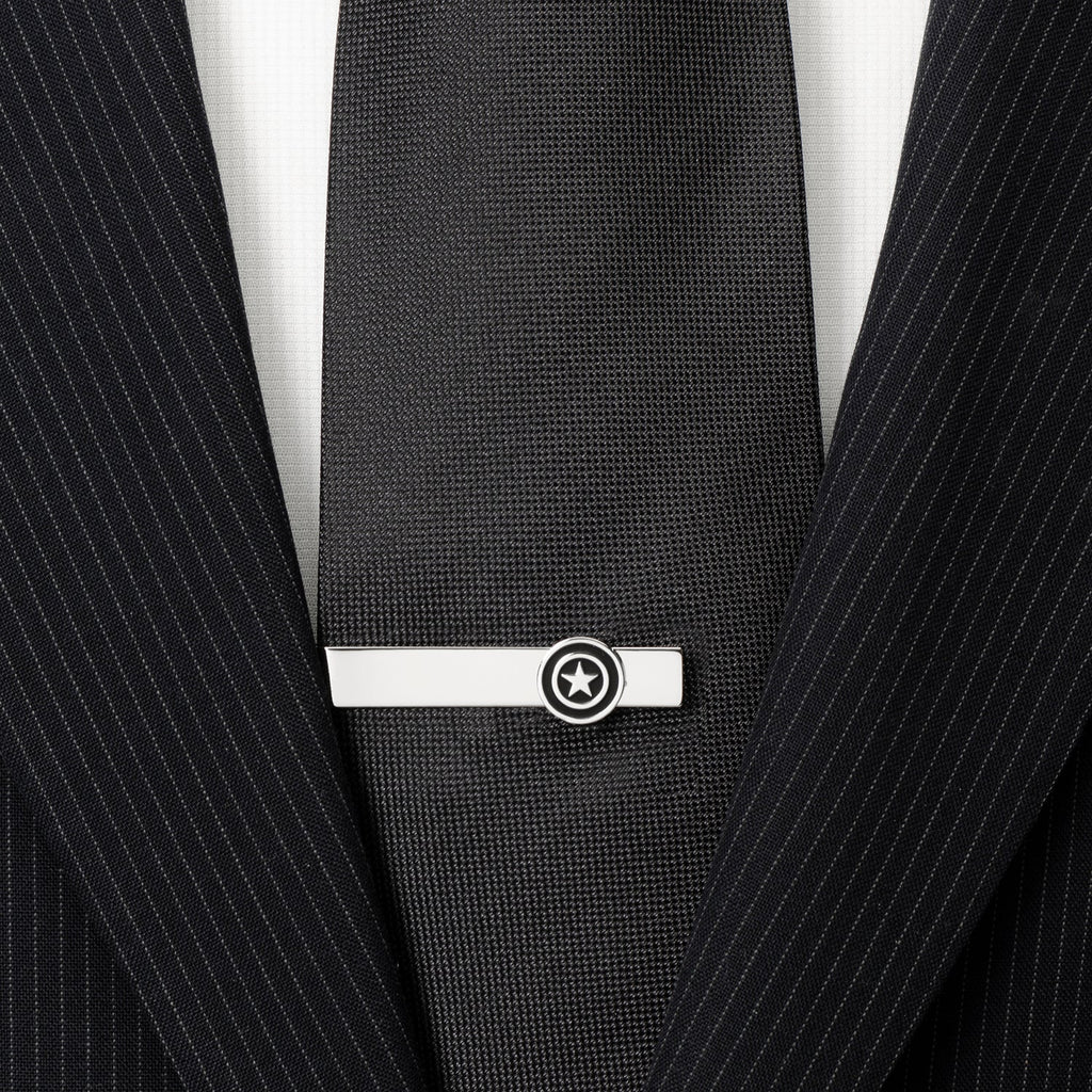 Marvel Captain America Shield Silver Tone Hidden Message Tie Bar - Image 2