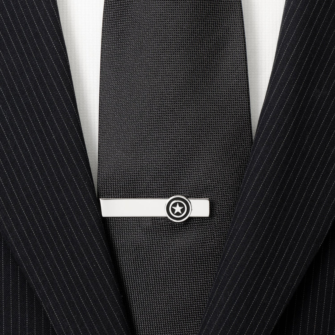 Marvel Captain America Shield Silver Tone Hidden Message Tie Bar - Image 2