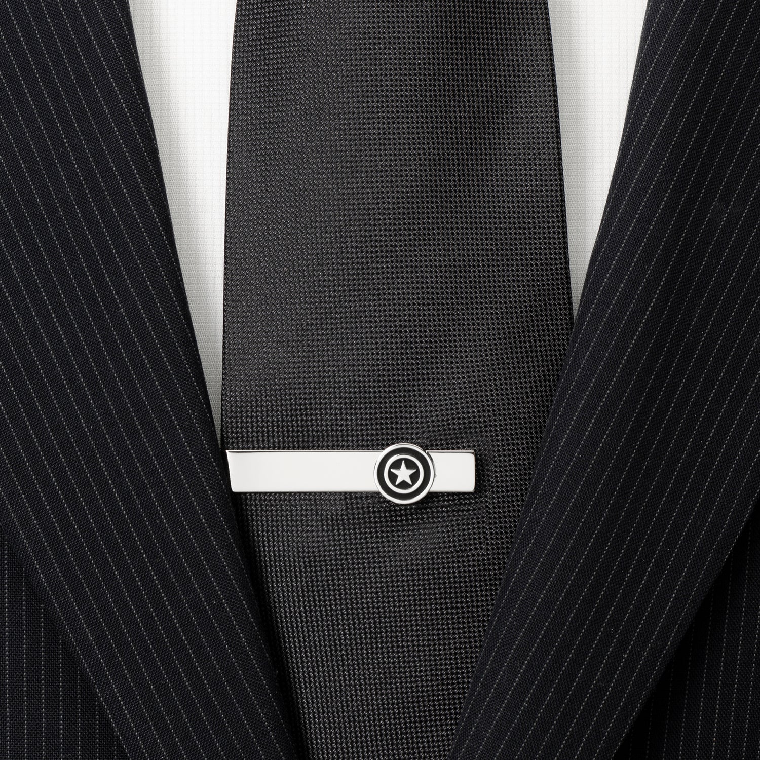 Marvel Captain America Shield Silver Tone Hidden Message Tie Bar - Image 2