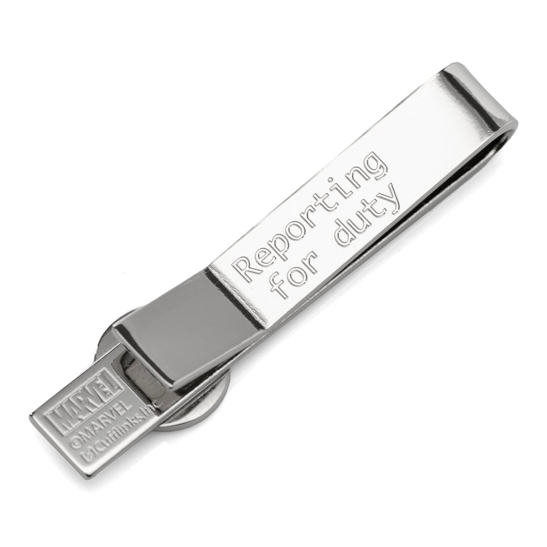 Marvel Captain America Shield Silver Tone Hidden Message Tie Bar - Image 4