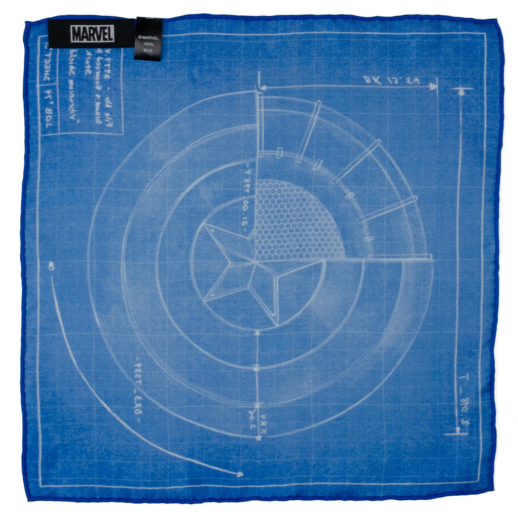 Captain America Shield Blueprint Pocket Square in Bold Blue - Image 3