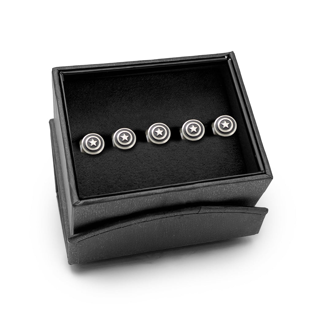 Marvel Captain America Shield Stainless Steel 5-Stud Button Set - Image 5