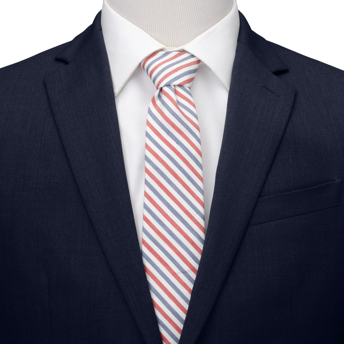 Marvel Captain America Striped Tie in White Red and Blue - Image 2