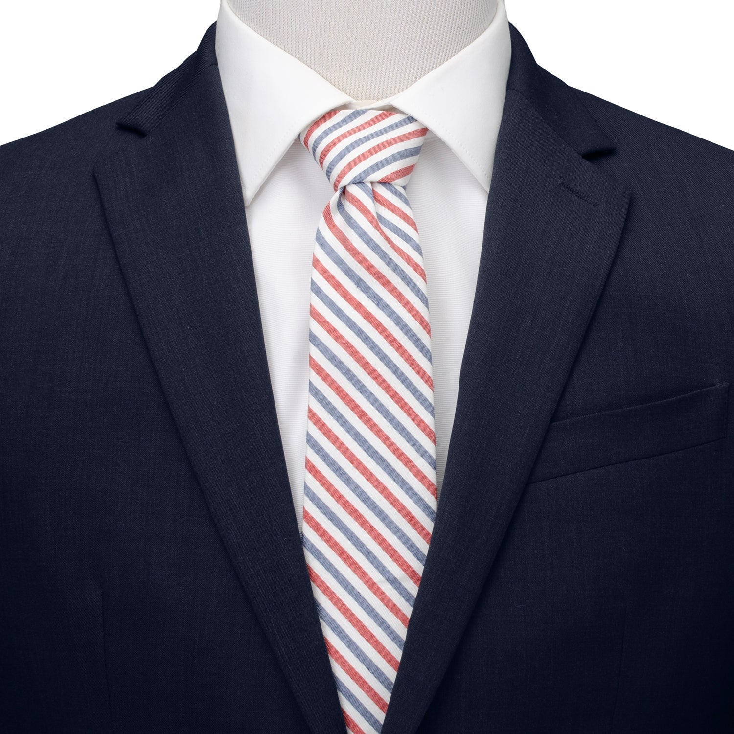 Marvel Captain America Striped Tie in White Red and Blue - Image 2