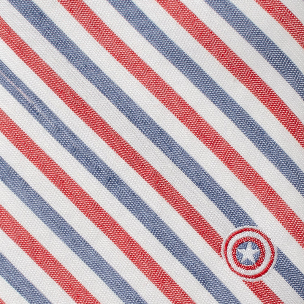 Marvel Captain America Striped Tie in White Red and Blue - Image 4