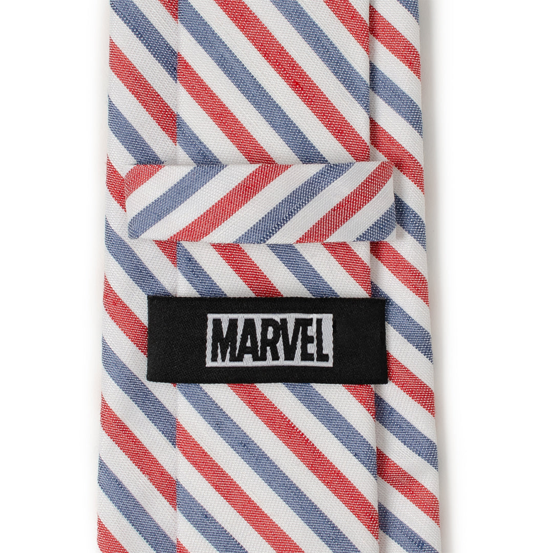 Marvel Captain America Striped Tie in White Red and Blue - Image 5