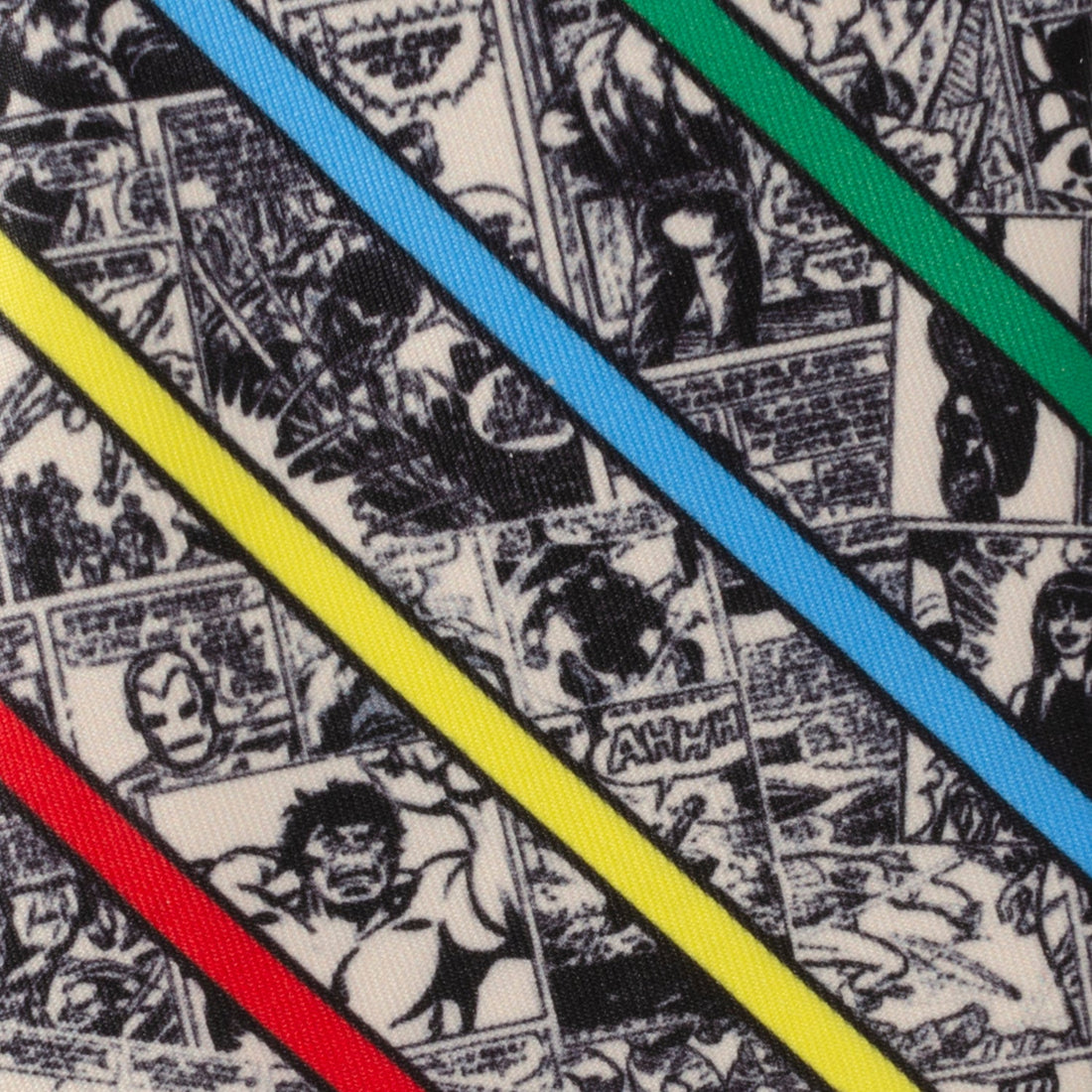 Tan Marvel Comic Strip Men's Tie with Colorful Diagonal Stripes - Image 4