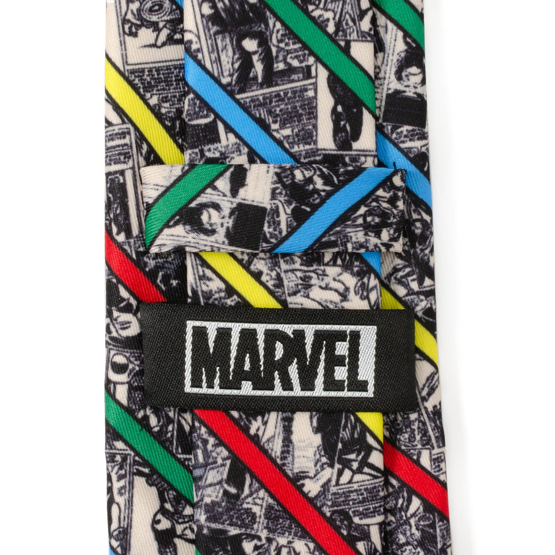 Tan Marvel Comic Strip Men's Tie with Colorful Diagonal Stripes - Image 5