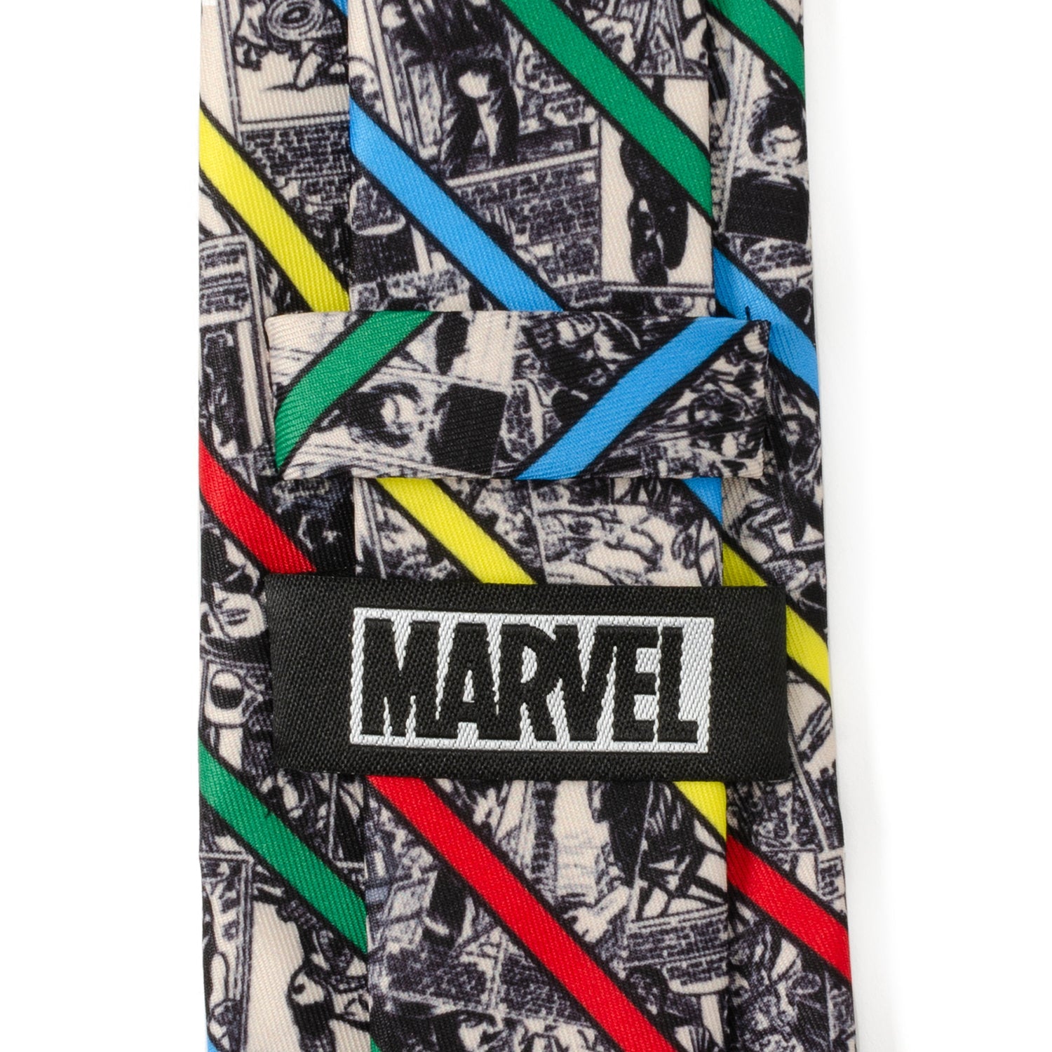 Tan Marvel Comic Strip Men's Tie with Colorful Diagonal Stripes - Image 5