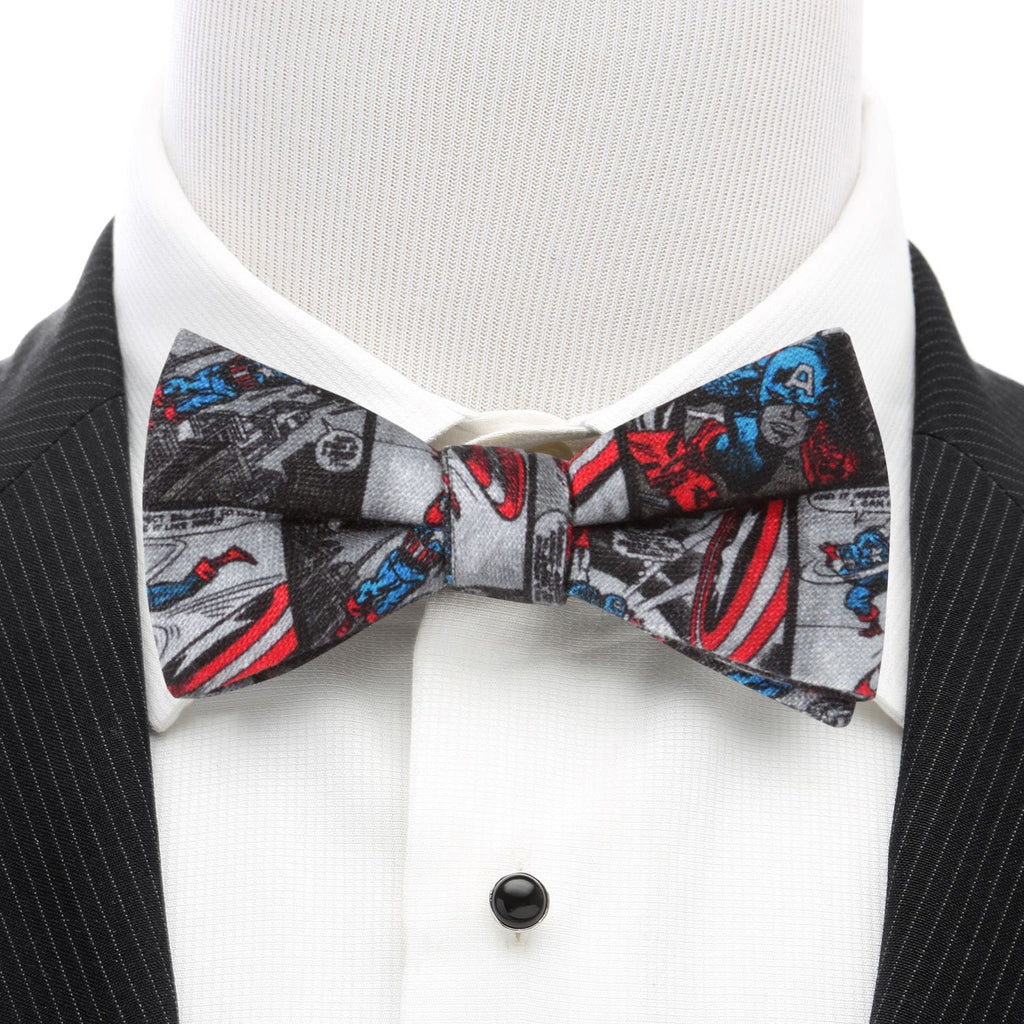 Captain America Comic Print Gray Bow Tie for Men - Image 2