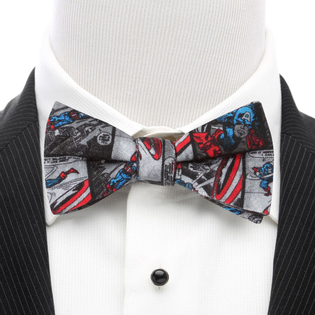 Captain America Comic Print Gray Bow Tie for Men - Image 2