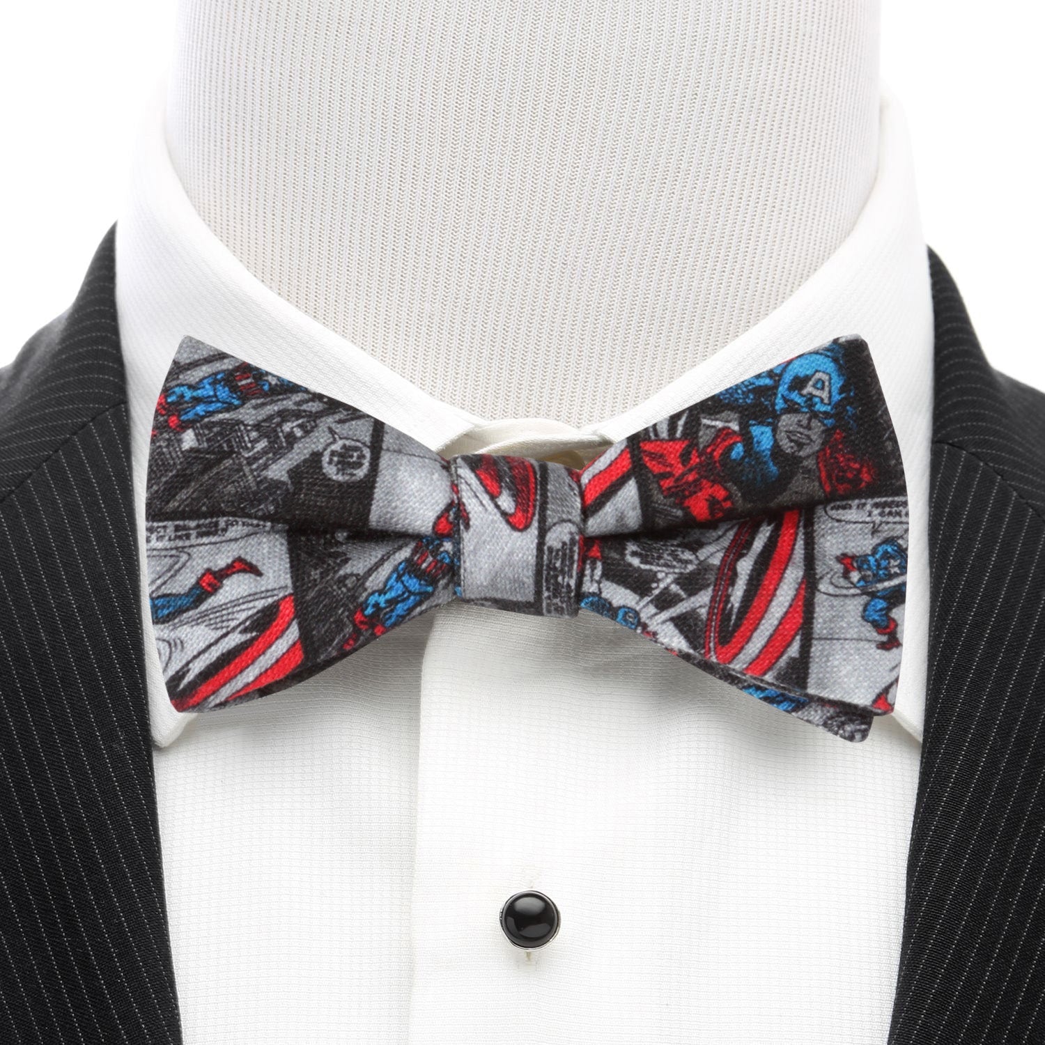 Captain America Comic Print Gray Bow Tie for Men - Image 2