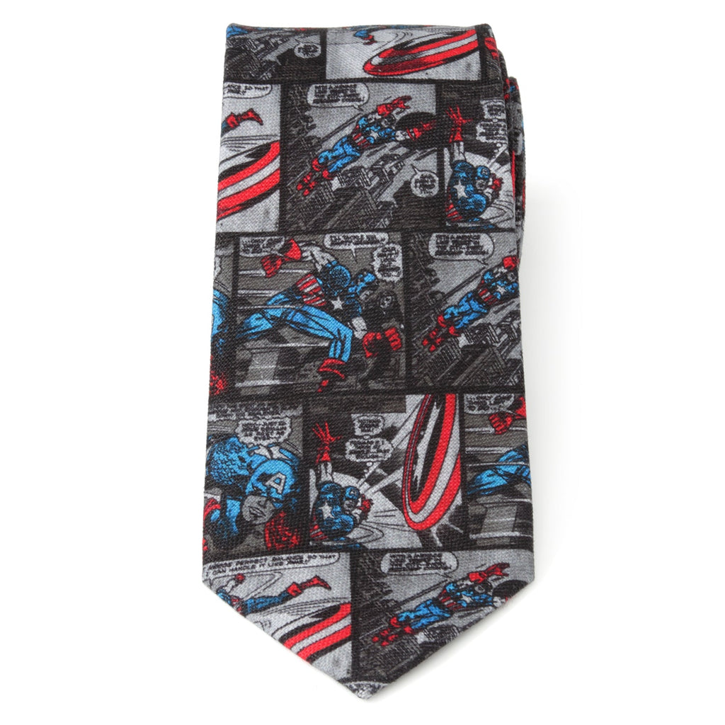 Captain America Comic Print Gray Necktie for Men - Image 3