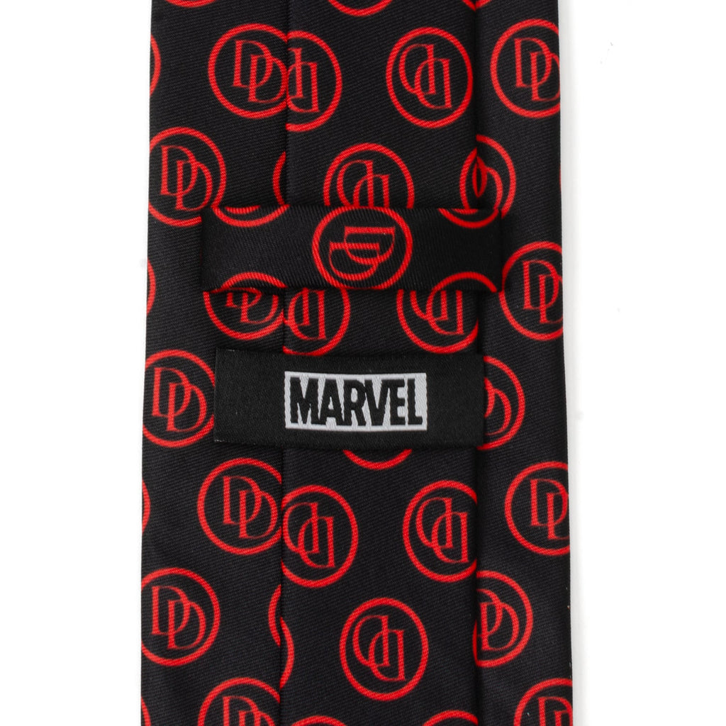 Marvel Daredevil Men’s Black Tie and Embossed Logo Lapel Pin Gift Set